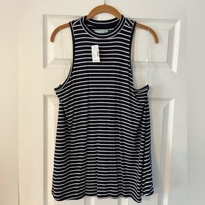 Black and Navy/white striped racer back top